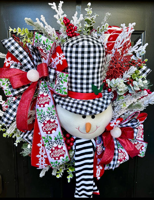 Snowman Plaid Christmas Wreath