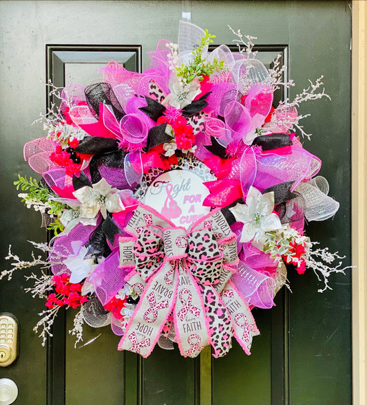 Fight For The Cure Breast Cancer Awareness Wreath