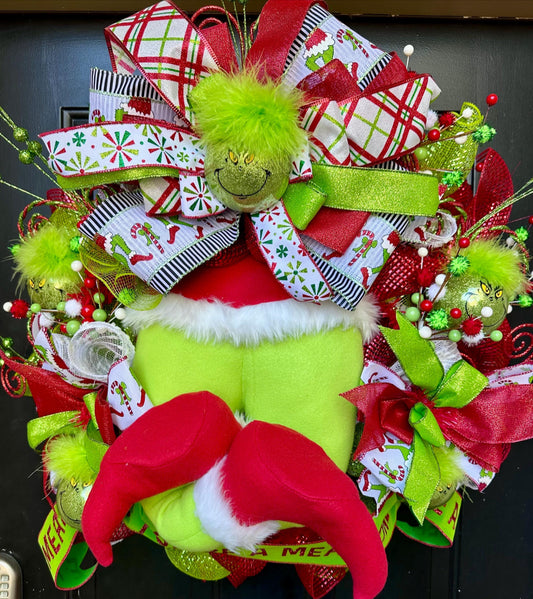 Grinch Feet Christmas Wreath