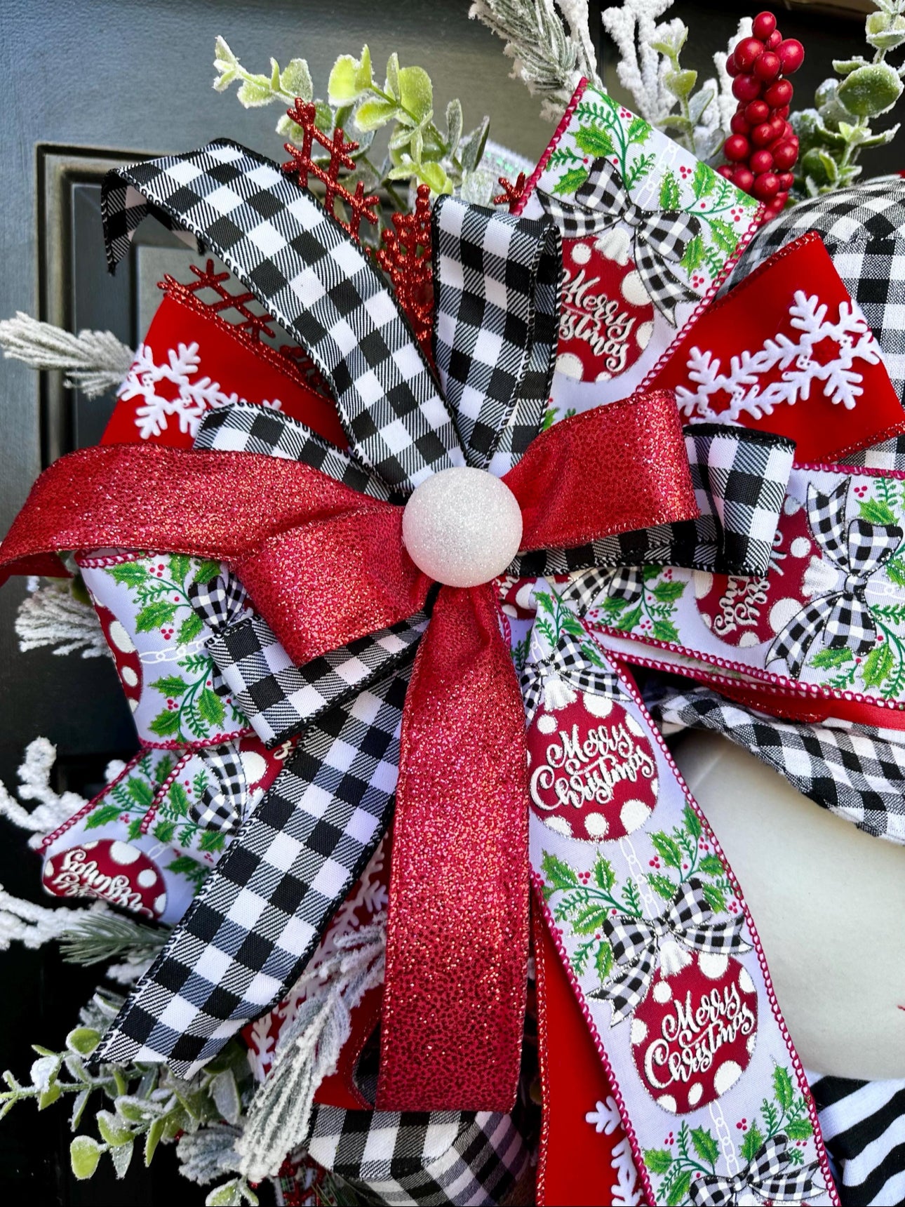 Snowman Plaid Christmas Wreath